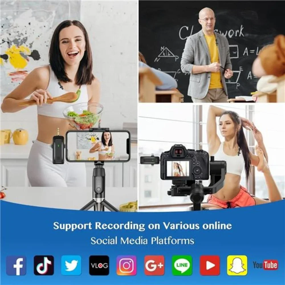 Wireless Lavalier Microphone for iPhone Android Camera – Cordless Lapel Mics